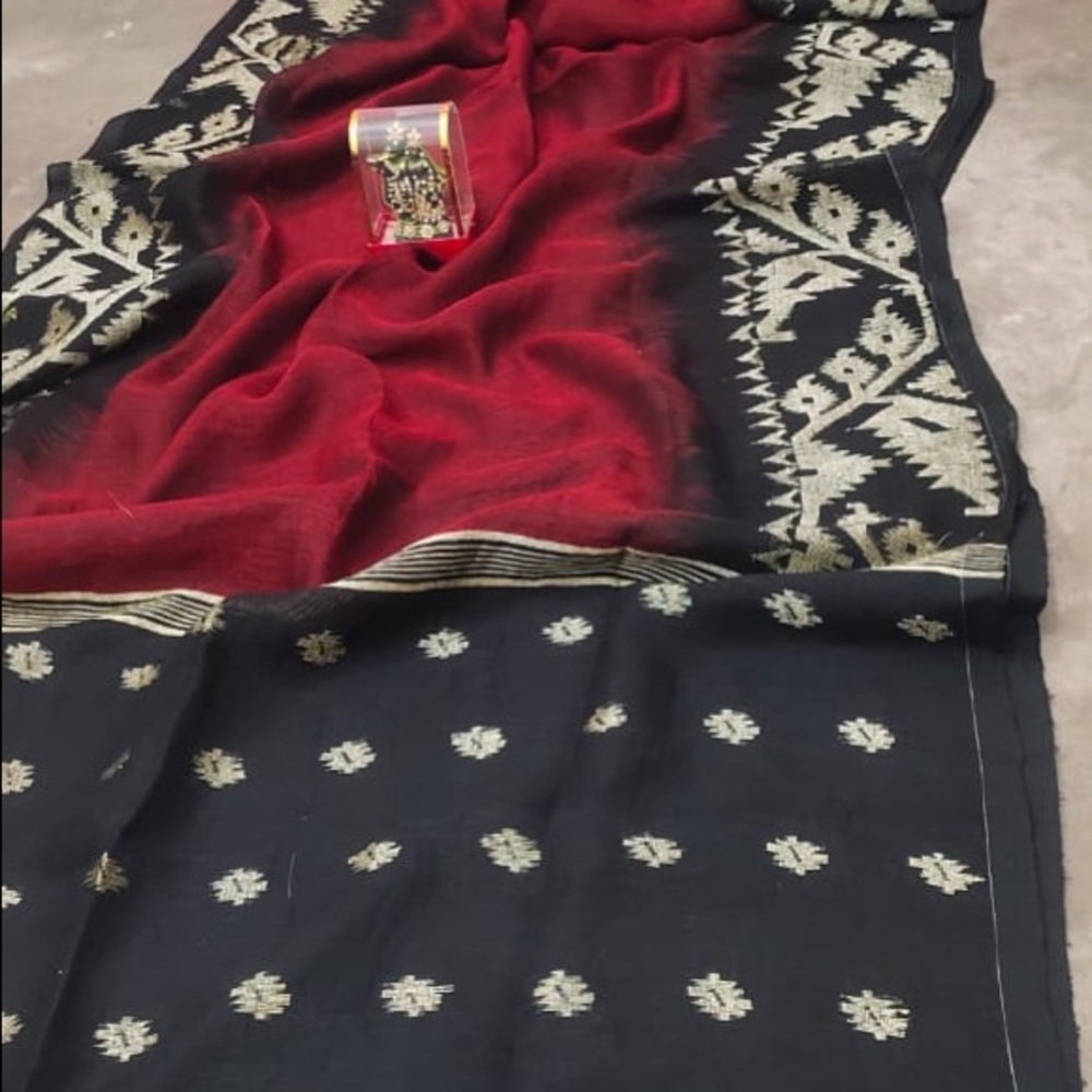 Ikkat Korat Linen Jamdani Saree